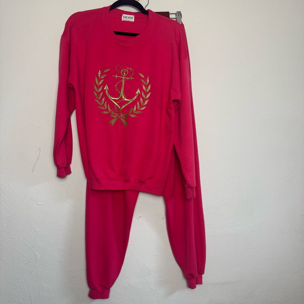 VINTAGE‎ Hot Pink Escada Nautical Sweater & Sweatpants Matching Set